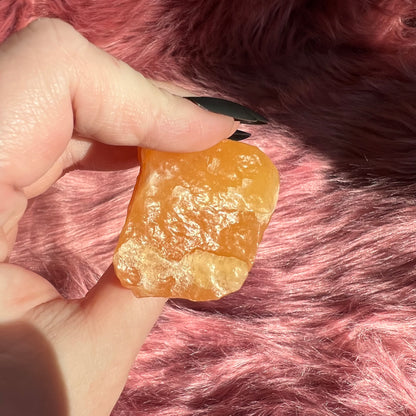 ONE (1) Stunning Raw Orange Calcite Chunk - Intuitively Selected