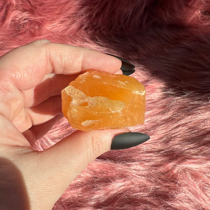 ONE (1) Stunning Raw Orange Calcite Chunk - Intuitively Selected