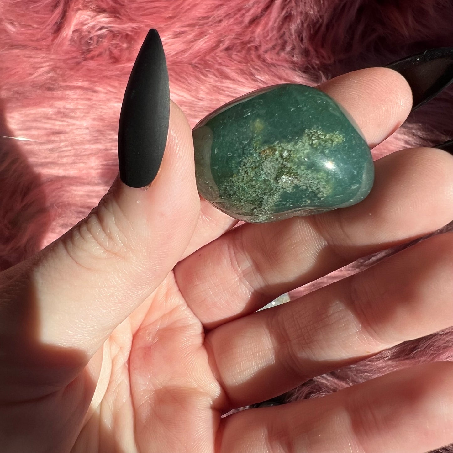 ONE (1) Stunning High Quality Moss Agate Crystal Tumble - Intuitively Picked