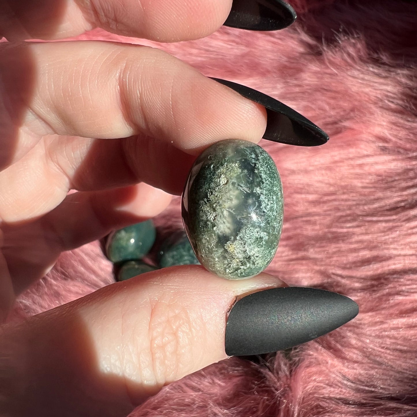 ONE (1) Stunning High Quality Moss Agate Crystal Tumble - Intuitively Picked