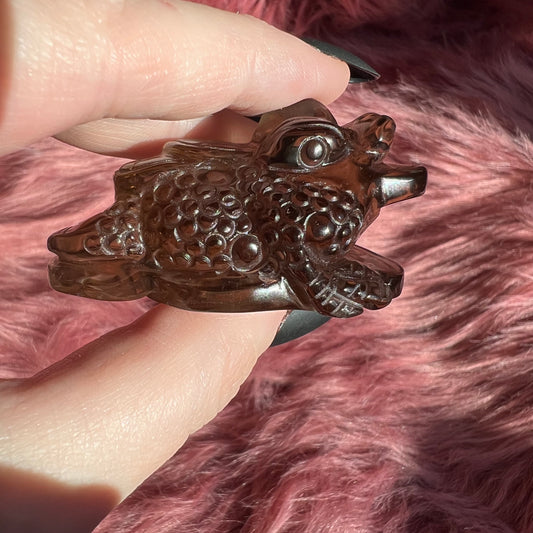 Stunning High Quality Medium Size Smoky Quartz Money Toad Carving