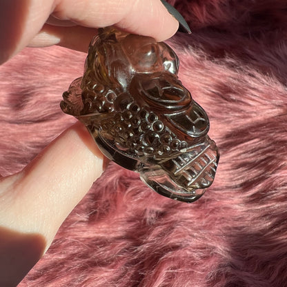 Stunning High Quality Medium Size Smoky Quartz Money Toad Carving