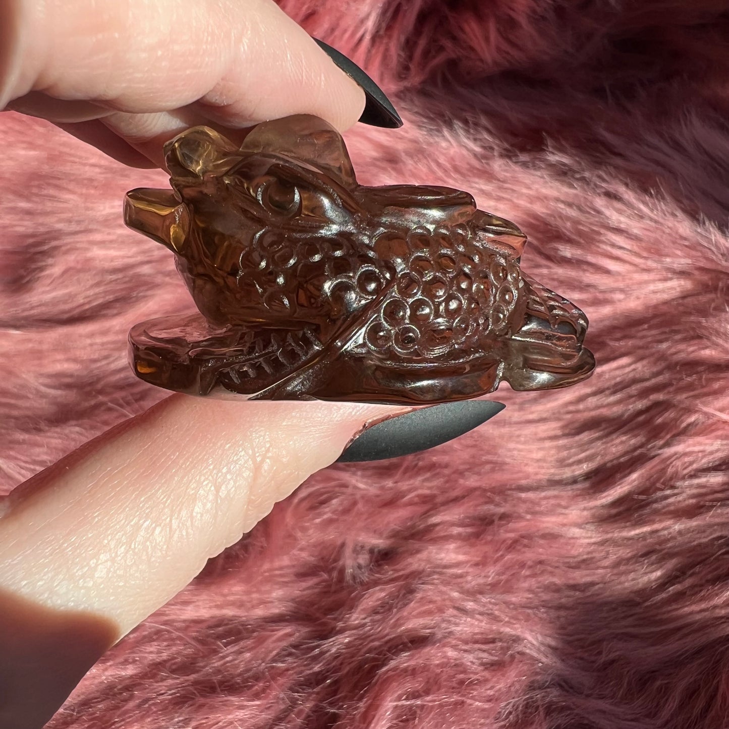 Stunning High Quality Medium Size Smoky Quartz Money Toad Carving