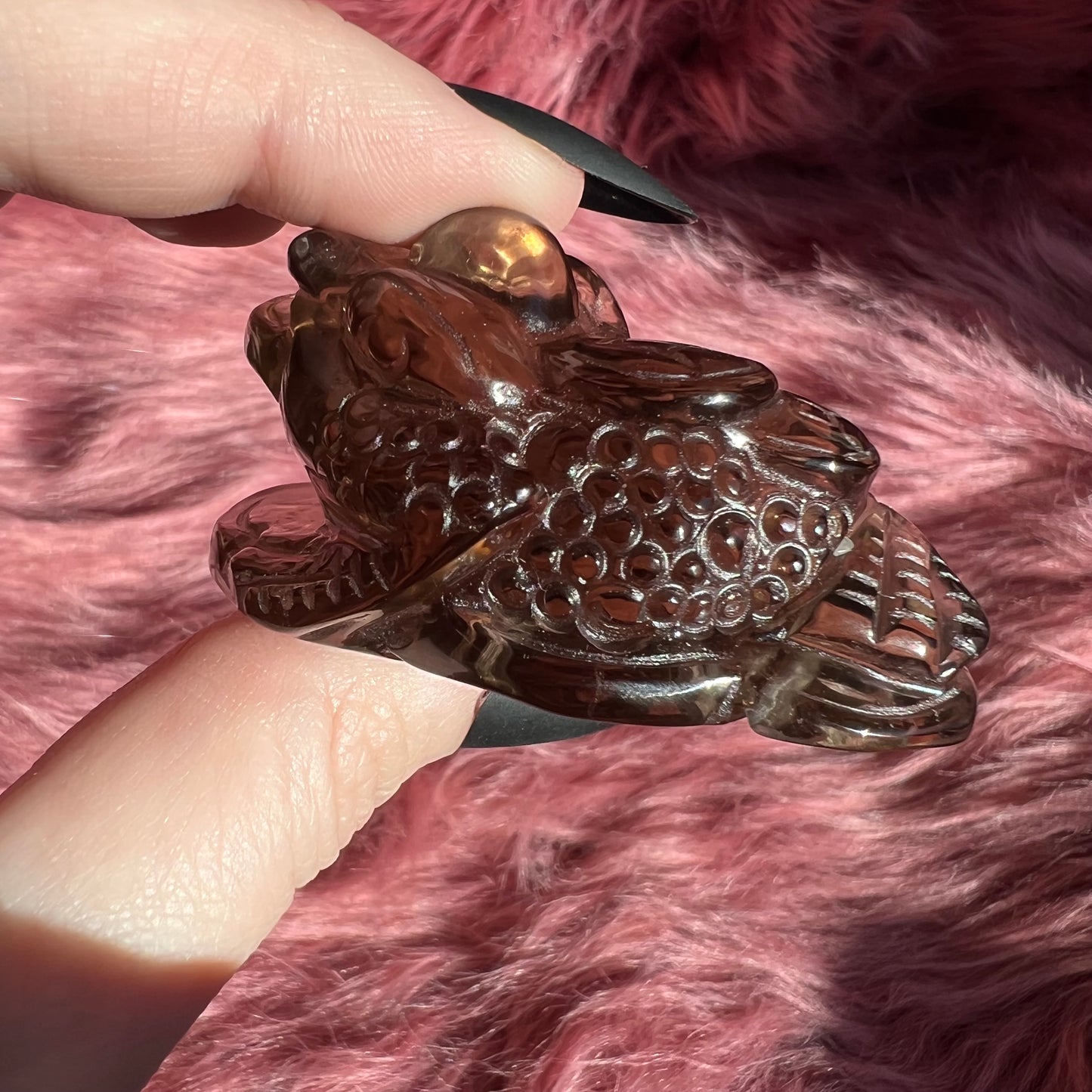 Stunning High Quality Medium Size Smoky Quartz Money Toad Carving