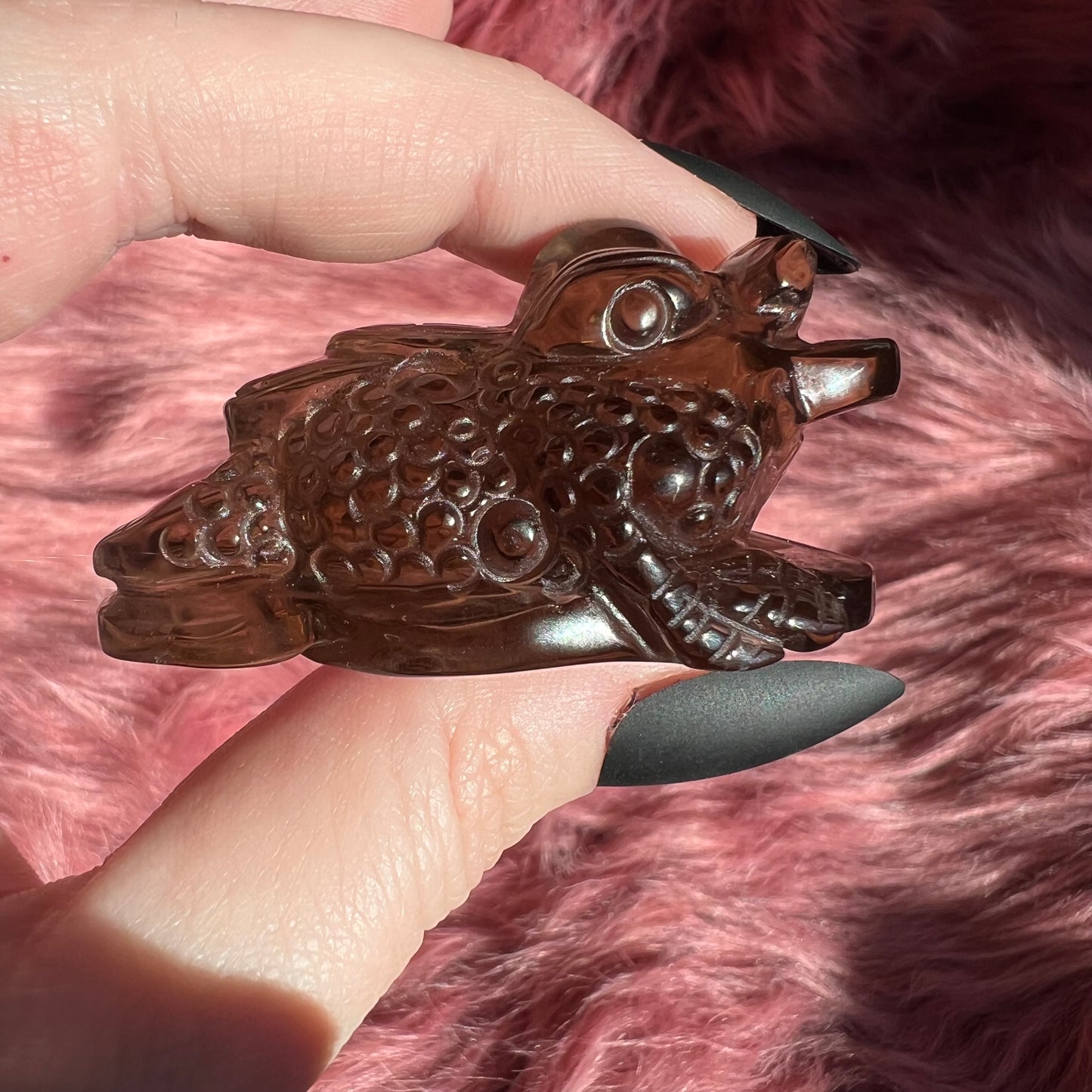 Stunning High Quality Medium Size Smoky Quartz Money Toad Carving