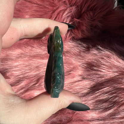 Stunning High Quality Moss Agate Unicorn Carving - D