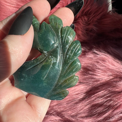 Stunning High Quality Moss Agate Unicorn Carving - C