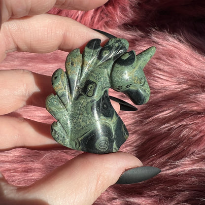 Stunning High Quality Kambaba Jasper Unicorn Carving - B