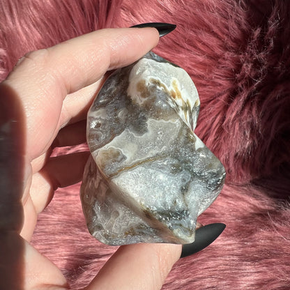 Stunning Blue Green Moss Agate Flame - C