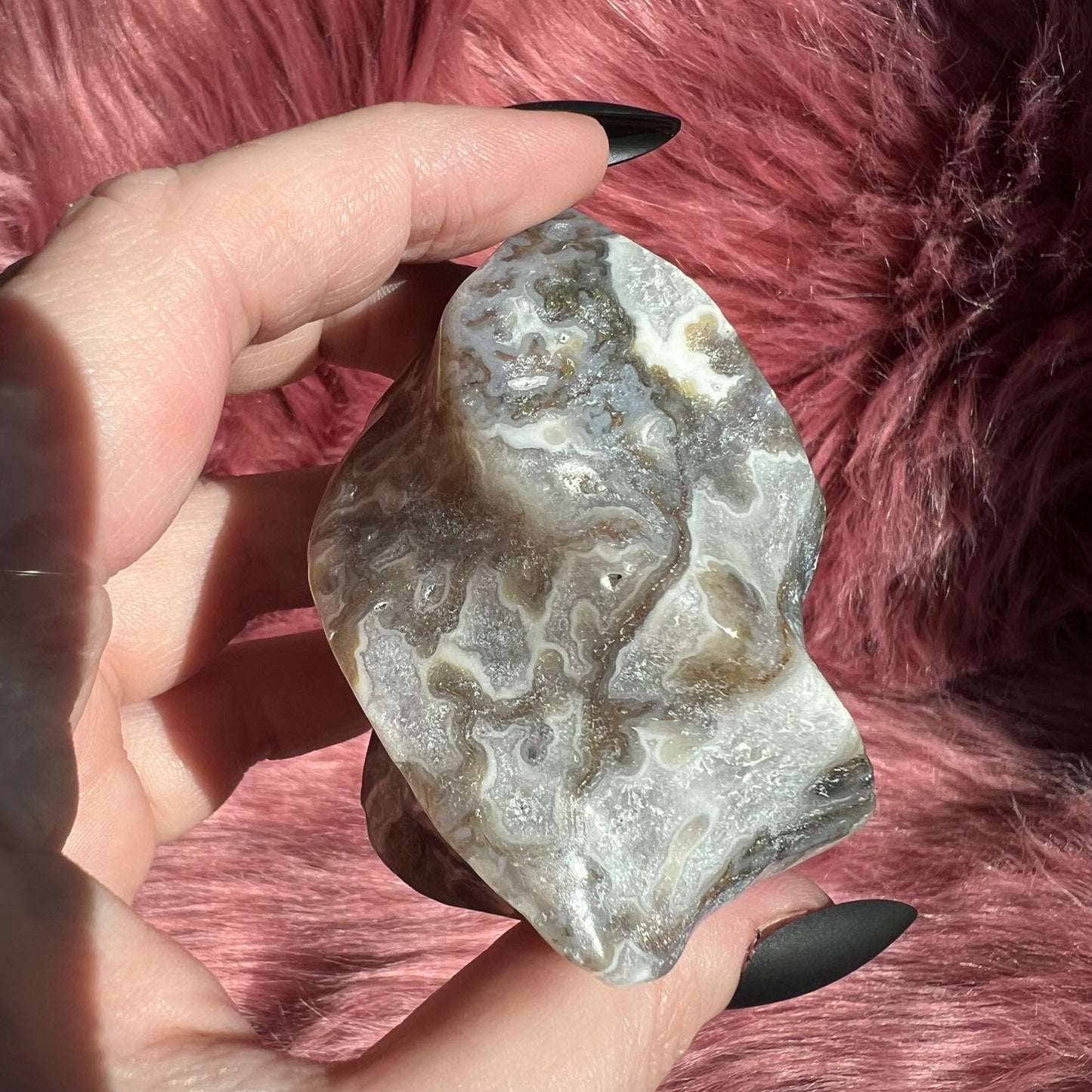 Stunning Blue Green Moss Agate Flame - C