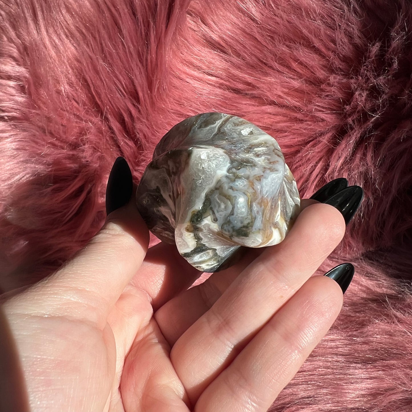 Stunning Blue Green Moss Agate Flame - C