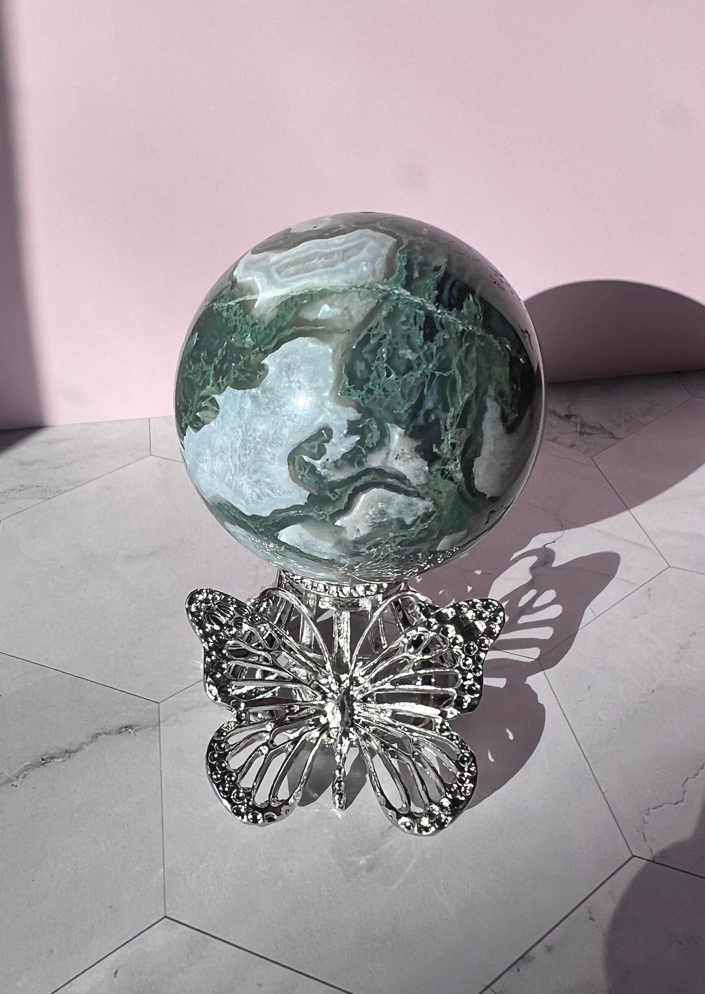 ONE (1) Stunning Moss Agate Crystal Sphere