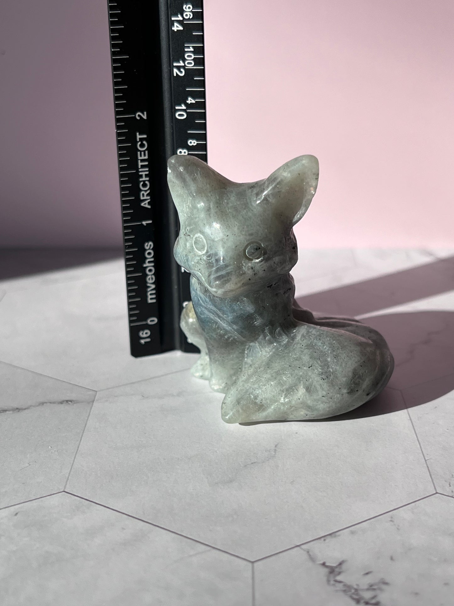 ONE (1) Stunning High Quality Labradorite Fox Carving