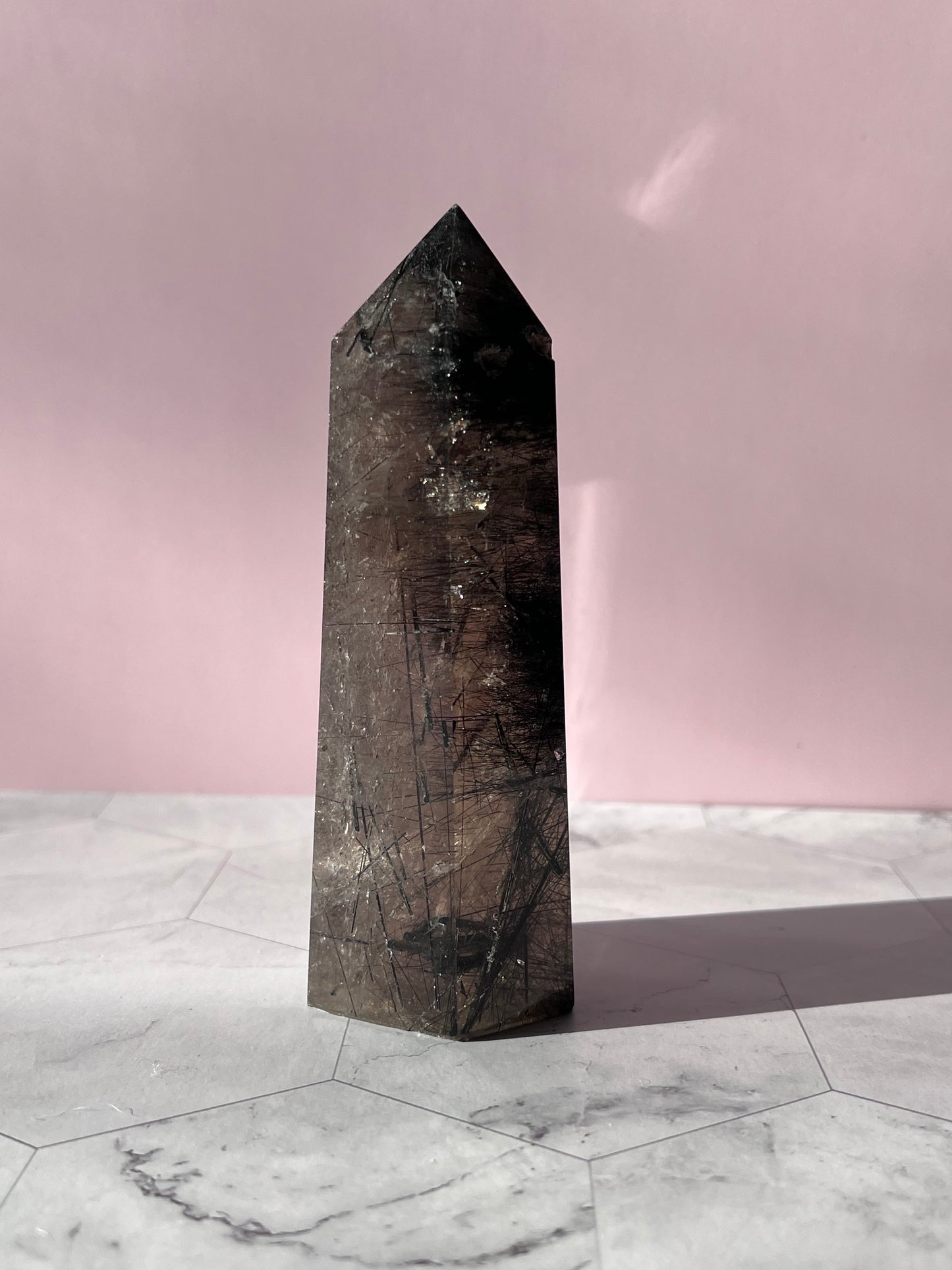 Stunning Black Tourmaline and Quartz Tower