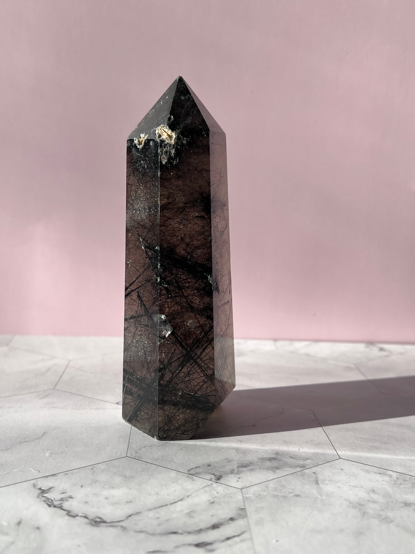 Stunning Black Tourmaline and Quartz Tower