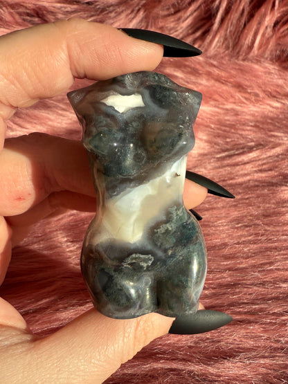 Stunning Moss Agate with Quartz Goddess Body - B