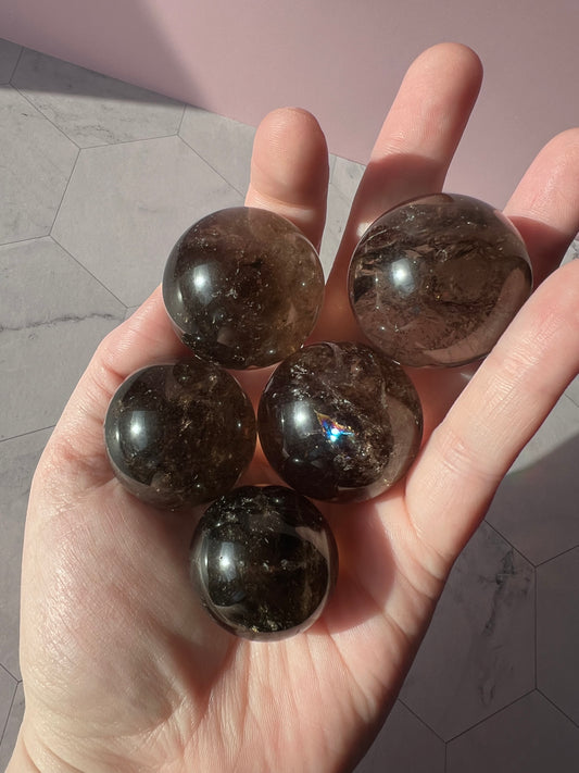 ONE (1) Stunning Flashy Smoky Quartz Sphere - Intuitively Selected