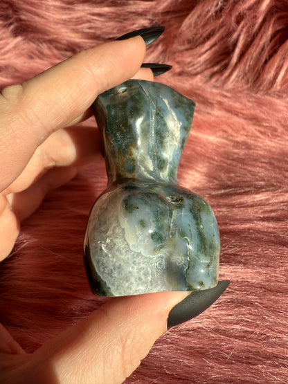 Stunning Green and Red Moss Agate with Quartz Goddess Body - C