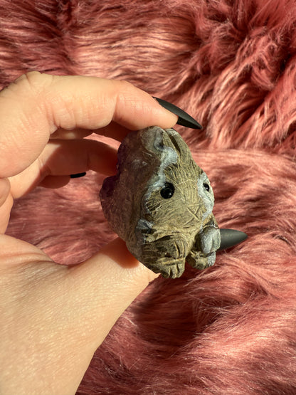 Stunning High Quality Raw Amethyst Bunny Rock Carving