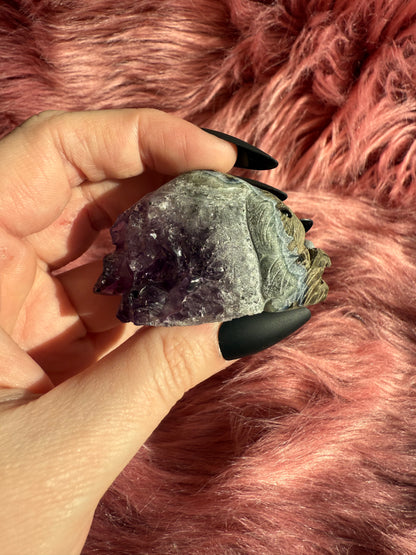 Stunning High Quality Raw Amethyst Bunny Rock Carving