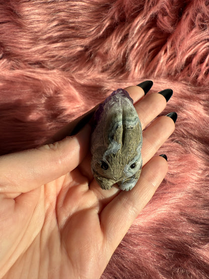 Stunning High Quality Raw Amethyst Bunny Rock Carving