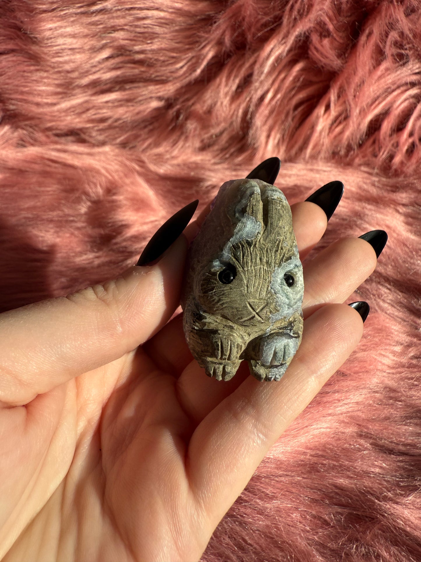 Stunning High Quality Raw Amethyst Bunny Rock Carving