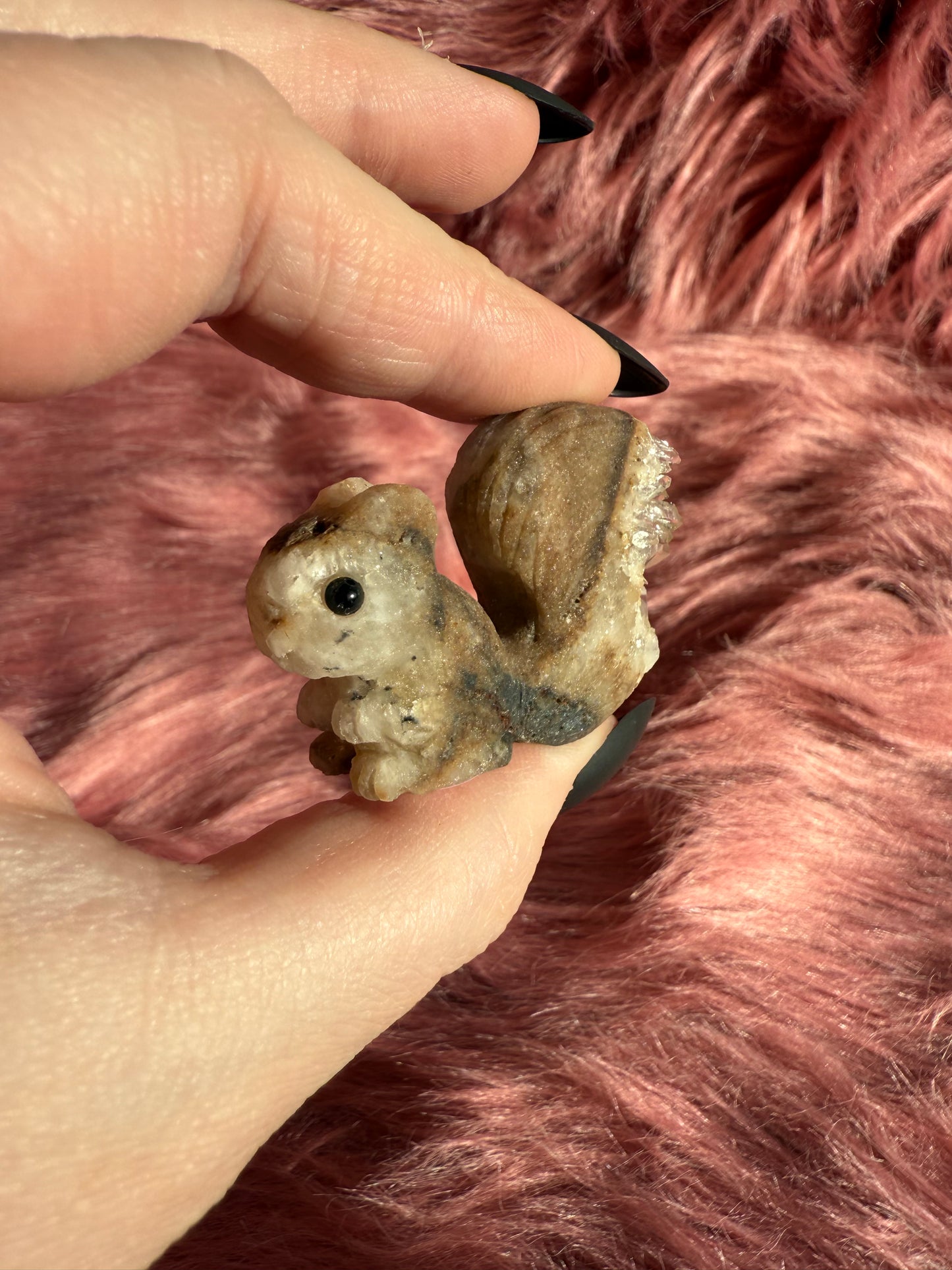 Stunning High Quality Raw Clear Quartz Squirrel Rock Carving
