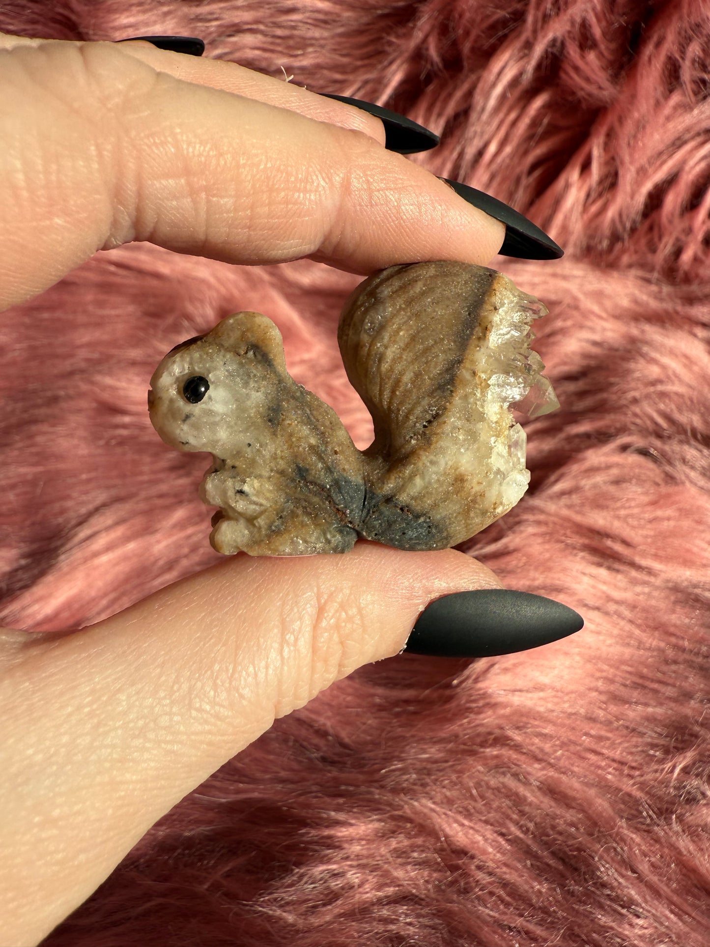 Stunning High Quality Raw Clear Quartz Squirrel Rock Carving