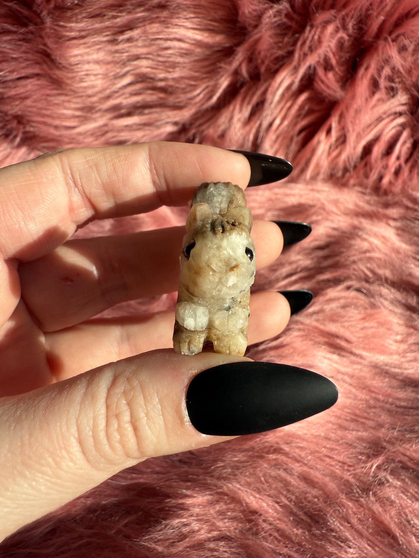 Stunning High Quality Raw Clear Quartz Squirrel Rock Carving