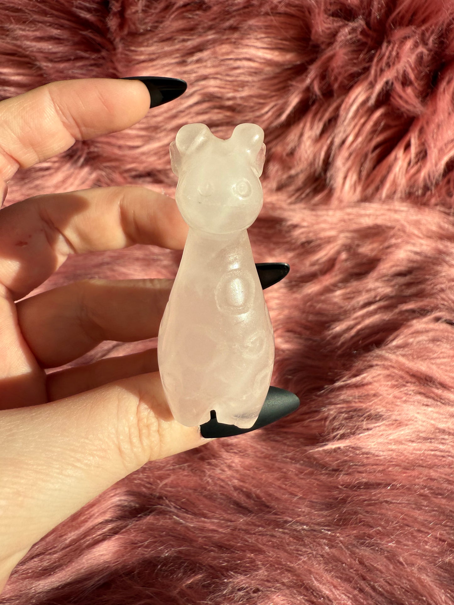 Stunning High Quality Rose Quartz Giraffe Carving