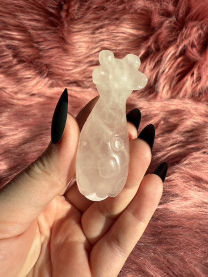 Stunning High Quality Rose Quartz Giraffe Carving