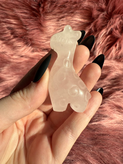 Stunning High Quality Rose Quartz Giraffe Carving