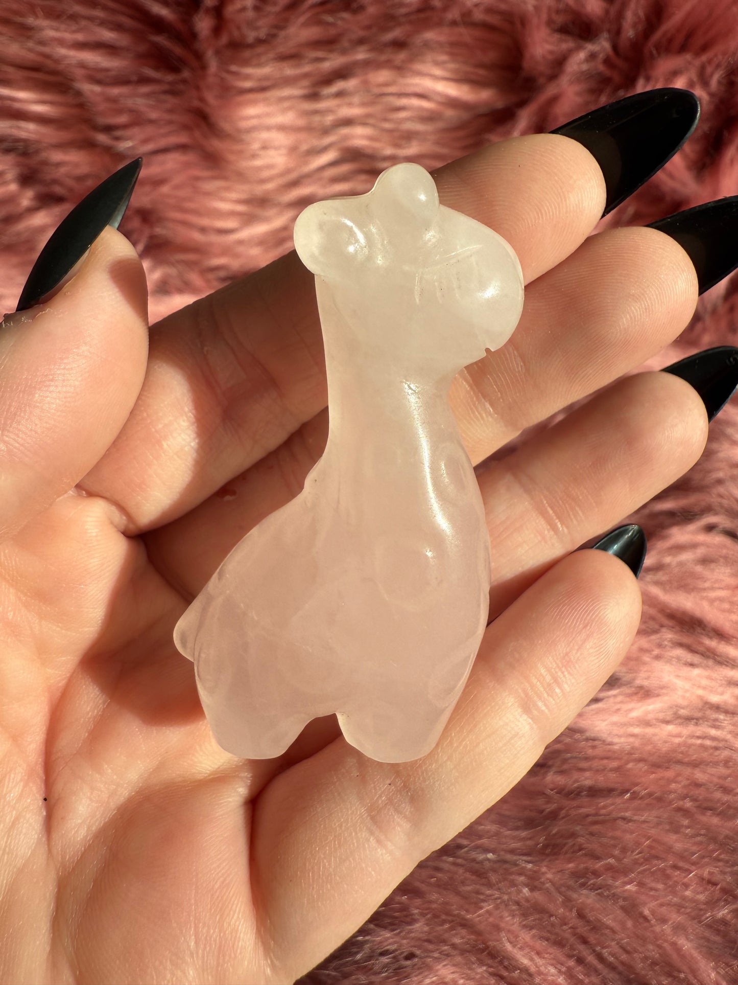 Stunning High Quality Rose Quartz Giraffe Carving