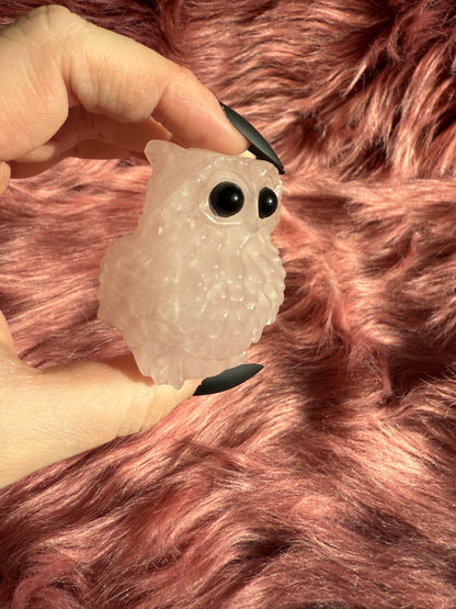 Stunning High Quality Rose Quartz Owl Carving