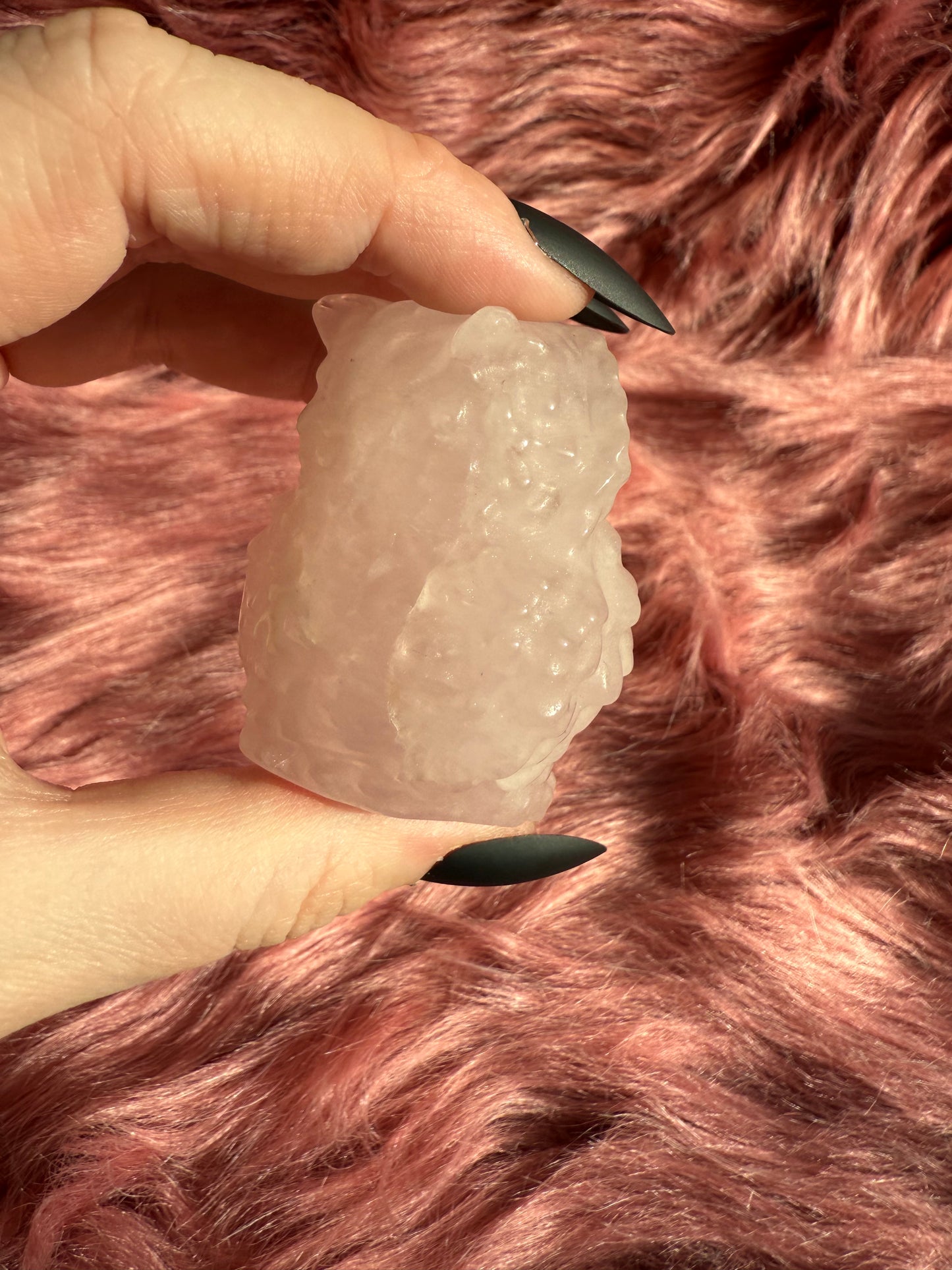Stunning High Quality Rose Quartz Owl Carving