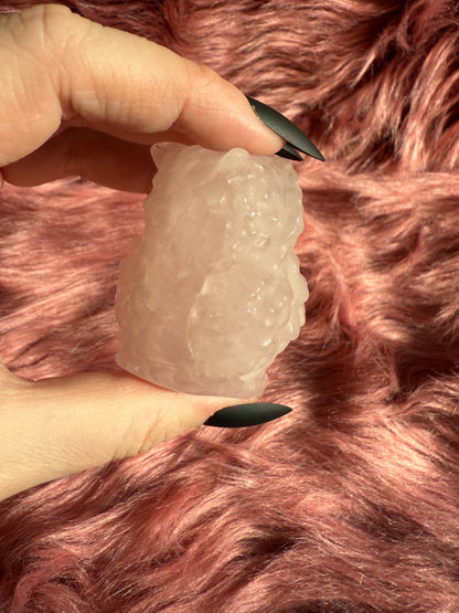 Stunning High Quality Rose Quartz Owl Carving