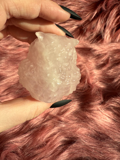 Stunning High Quality Rose Quartz Owl Carving