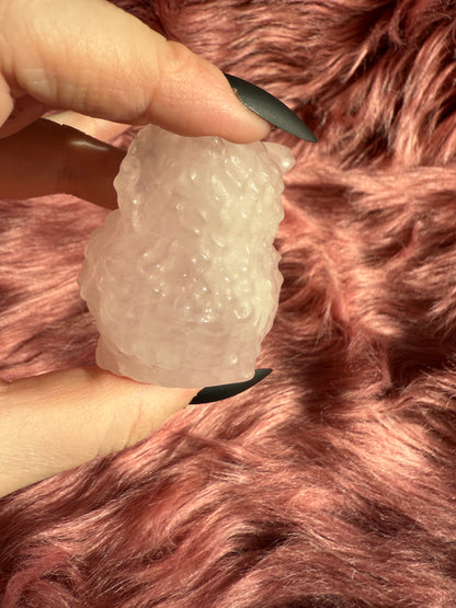 Stunning High Quality Rose Quartz Owl Carving