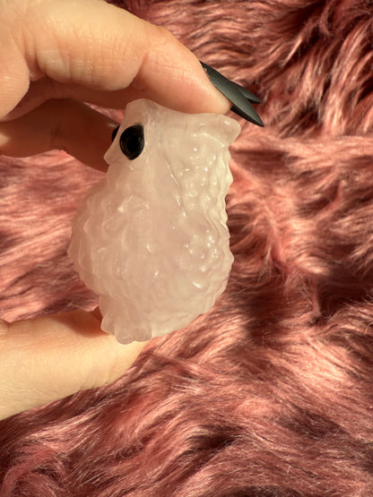 Stunning High Quality Rose Quartz Owl Carving