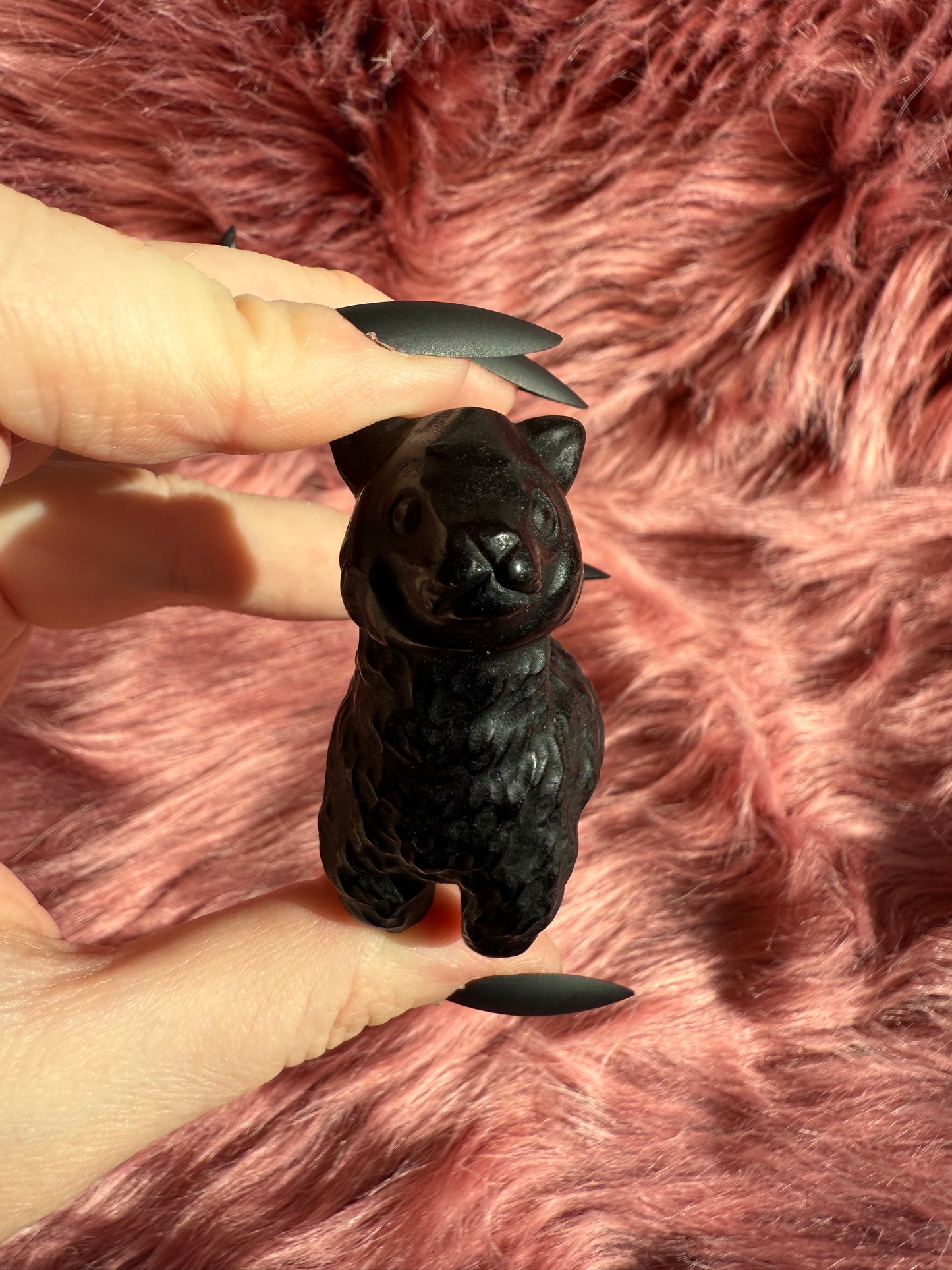 Stunning High Quality Obsidian Llama Alpaca Carving