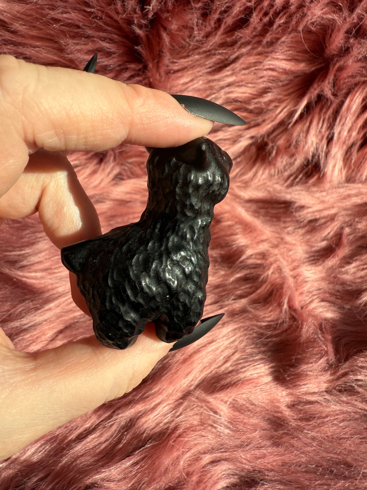 Stunning High Quality Obsidian Llama Alpaca Carving