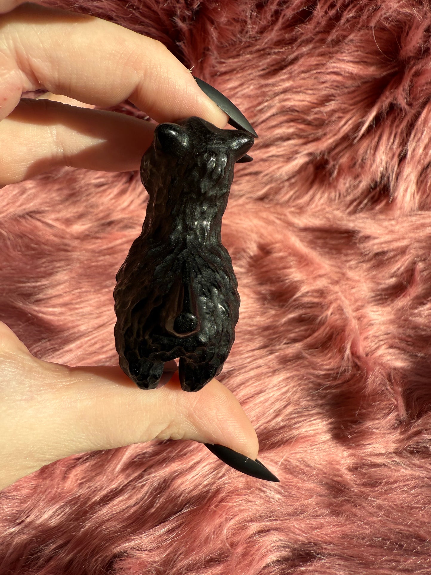 Stunning High Quality Obsidian Llama Alpaca Carving