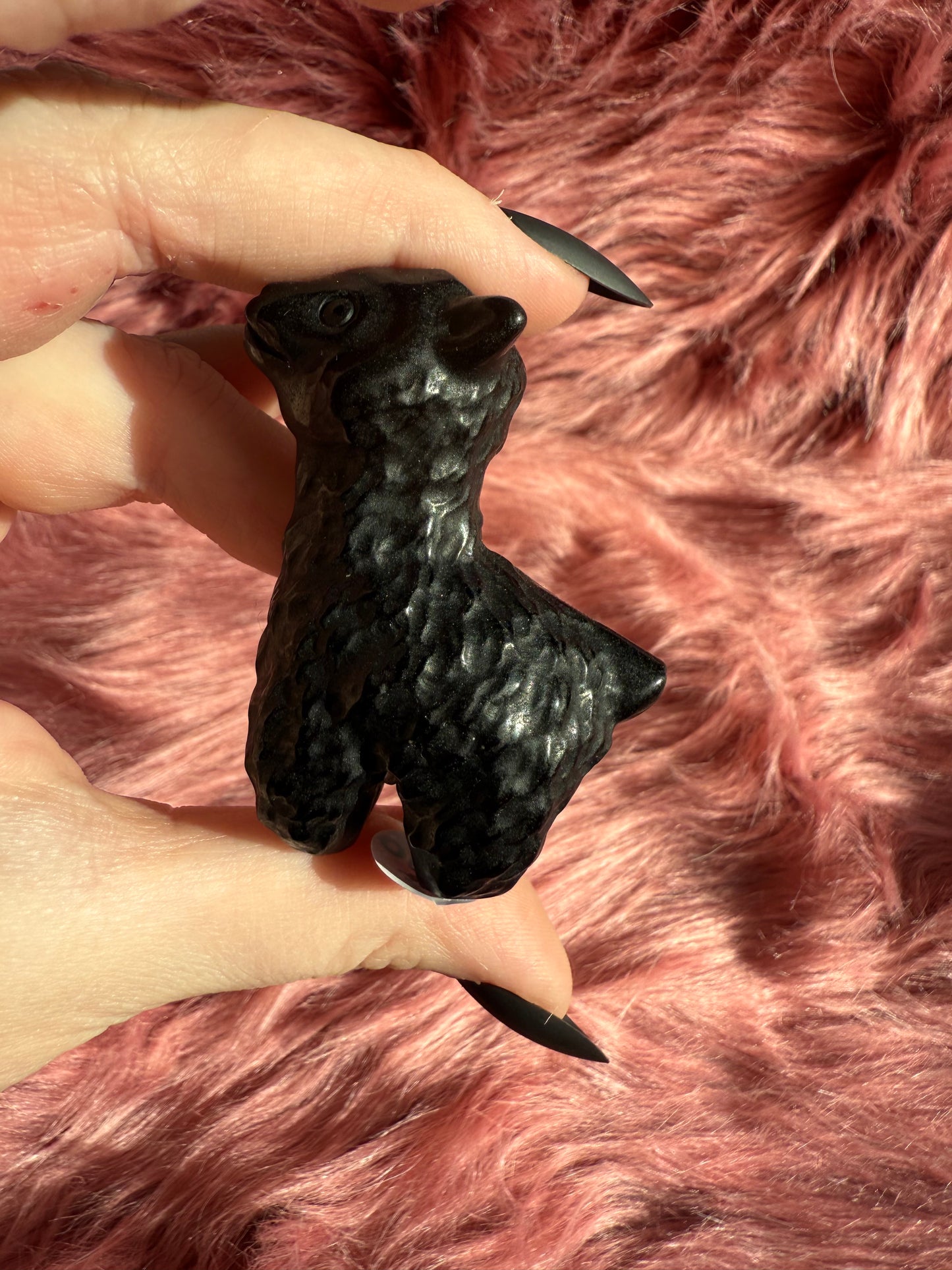 Stunning High Quality Obsidian Llama Alpaca Carving