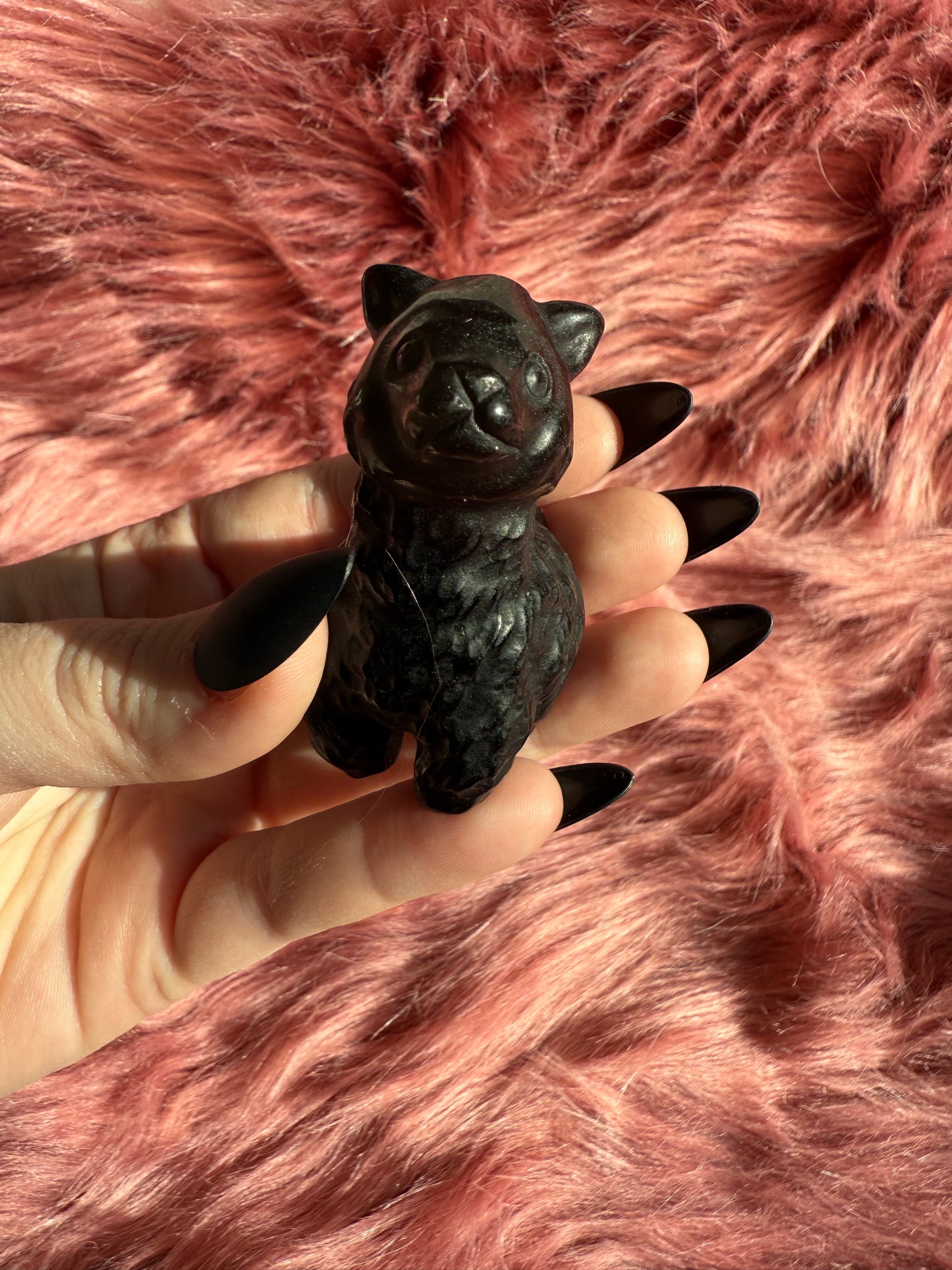 Stunning High Quality Obsidian Llama Alpaca Carving