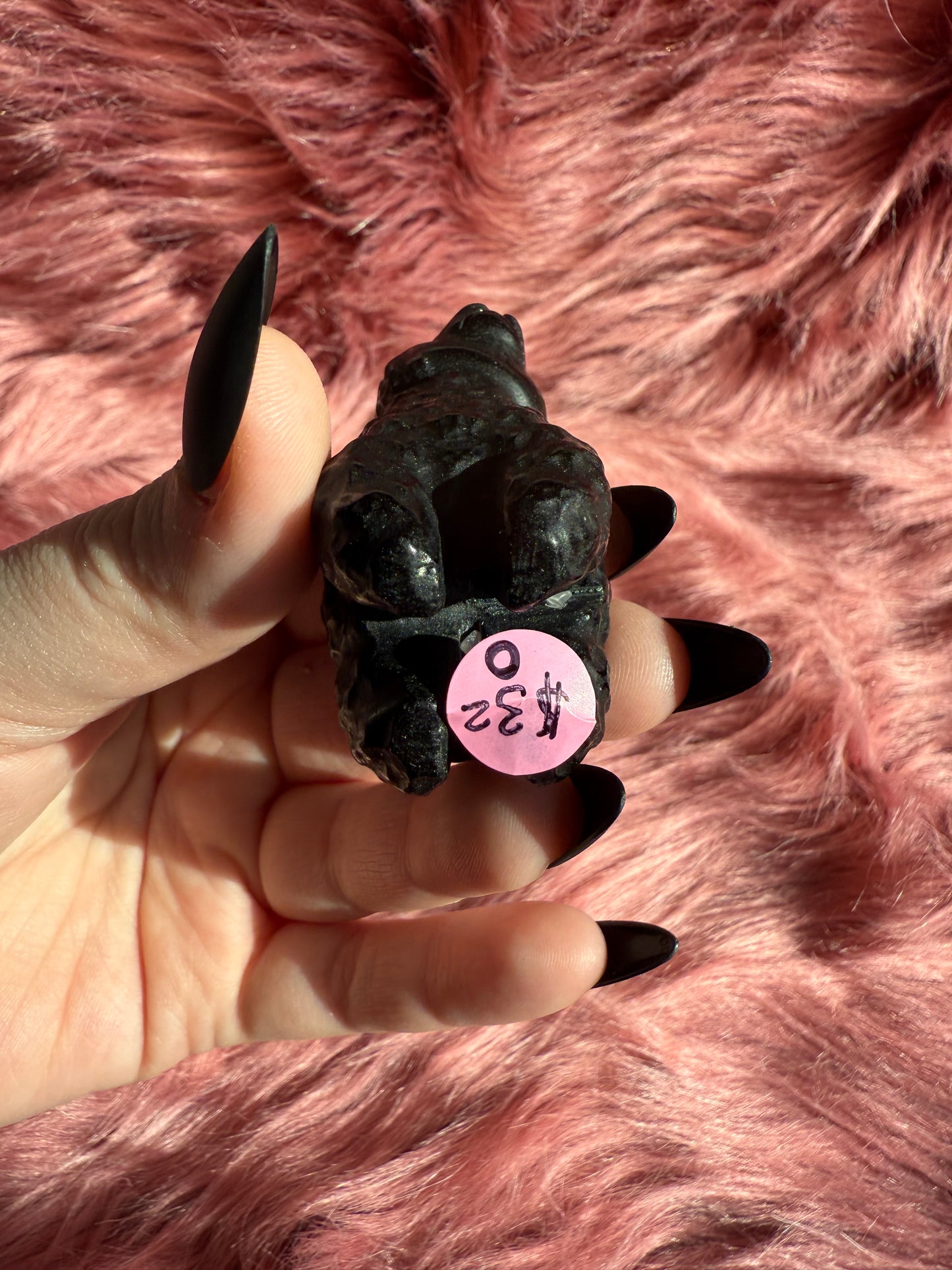Stunning High Quality Obsidian Llama Alpaca Carving