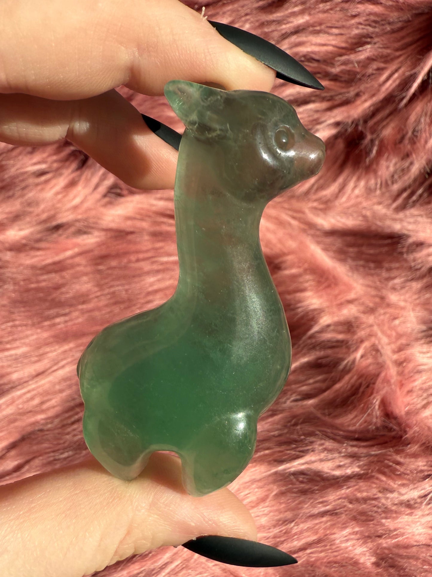 Stunning High Quality Green Fluorite Llama Carving