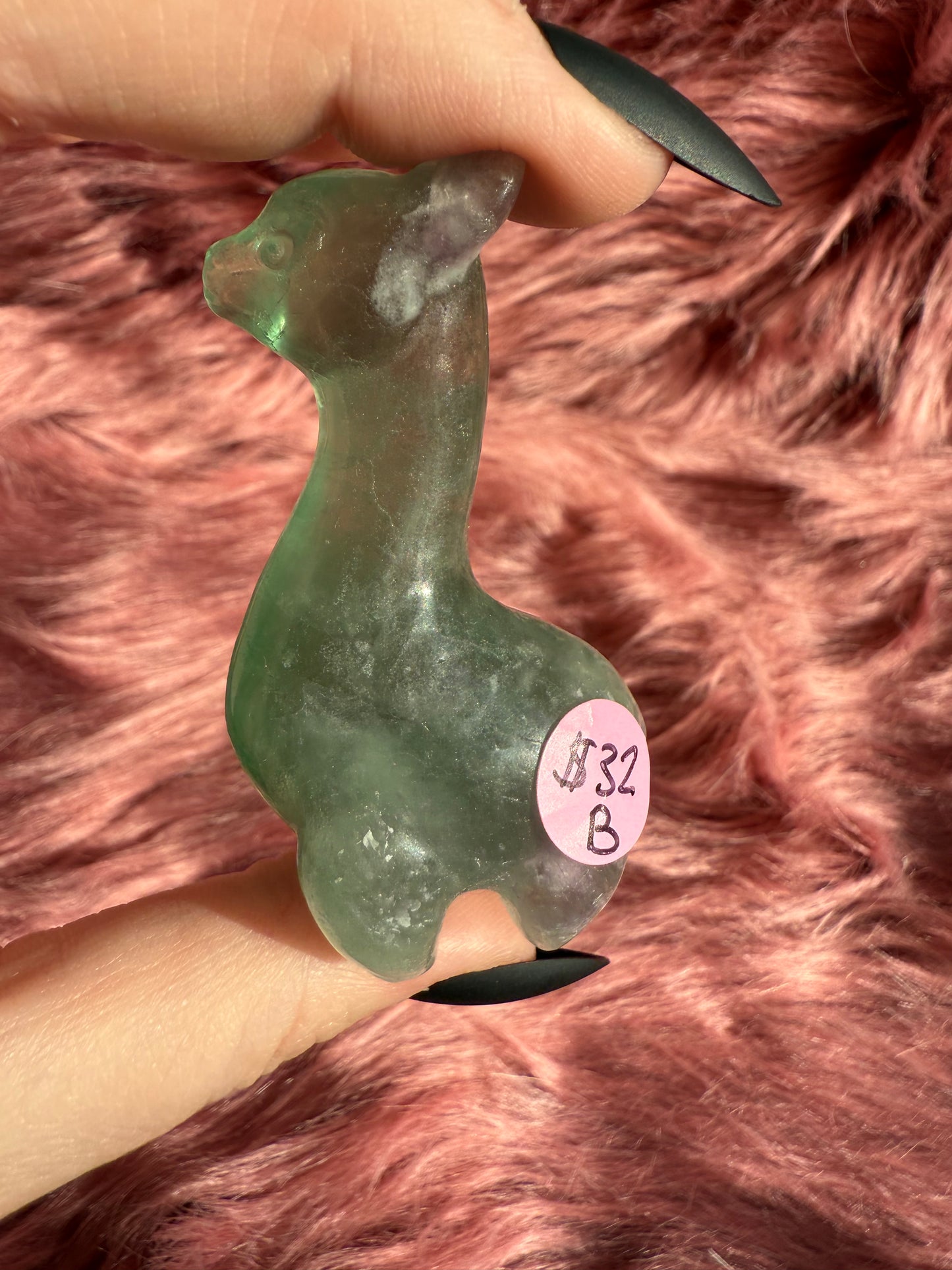 Stunning High Quality Green Fluorite Llama Carving