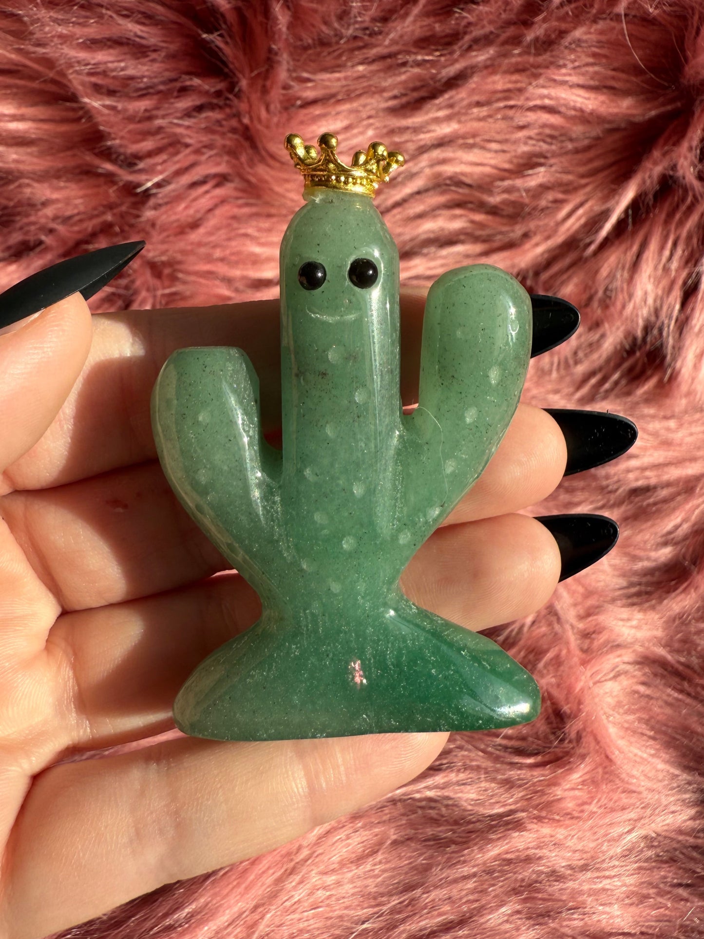 Stunning High Quality Green Adventurine Cactus Carving