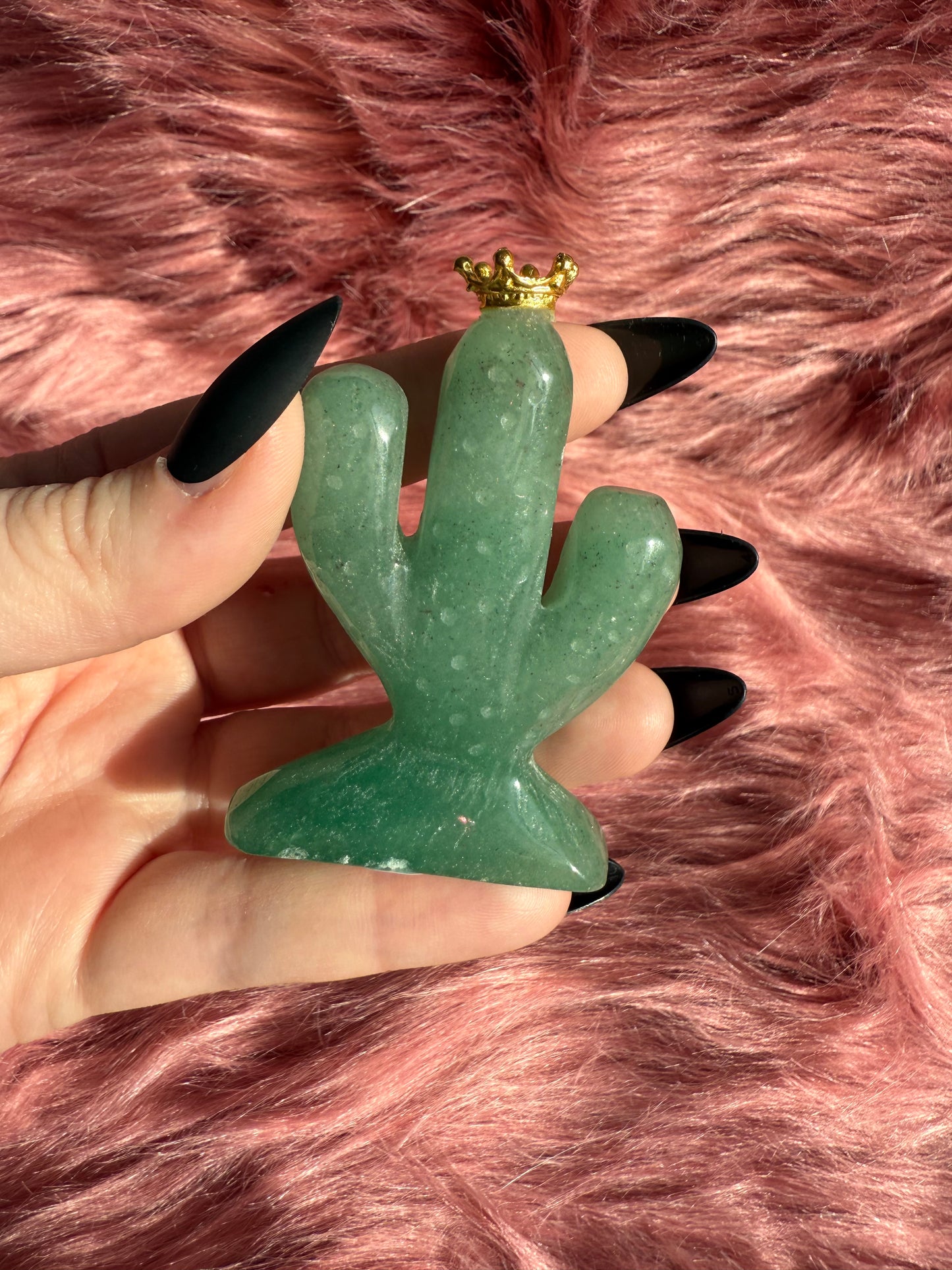 Stunning High Quality Green Adventurine Cactus Carving