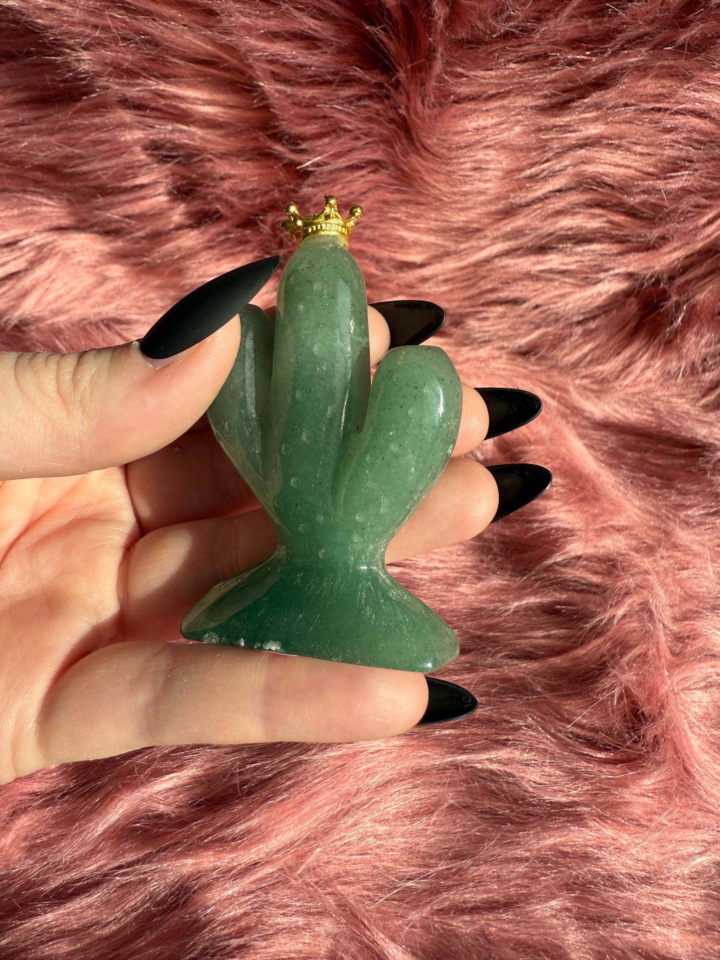 Stunning High Quality Green Adventurine Cactus Carving